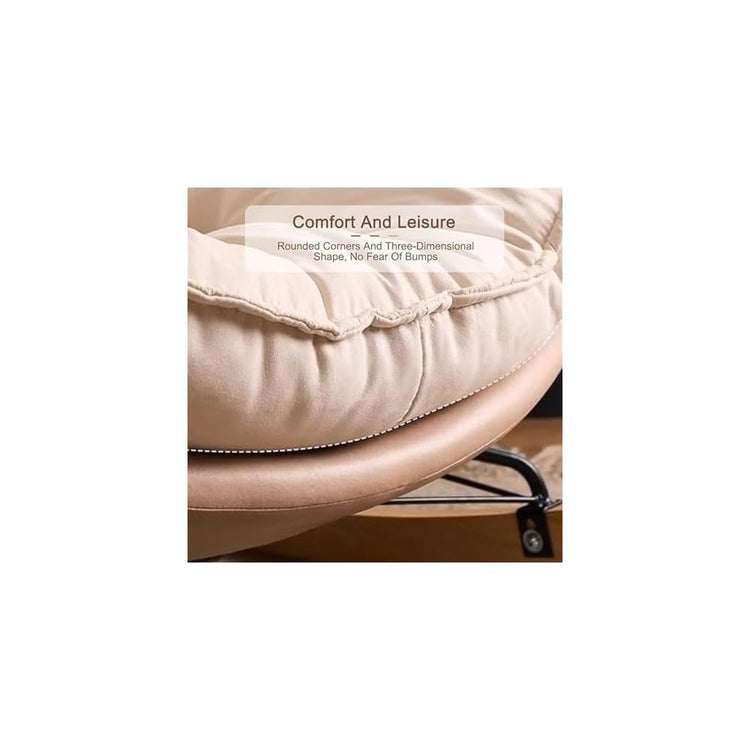 Living Room Lounge Rocking Chair Rocking Chair with Cushion, for Living Room Bedroom Porch Balcony Offices(Off White+Brown)