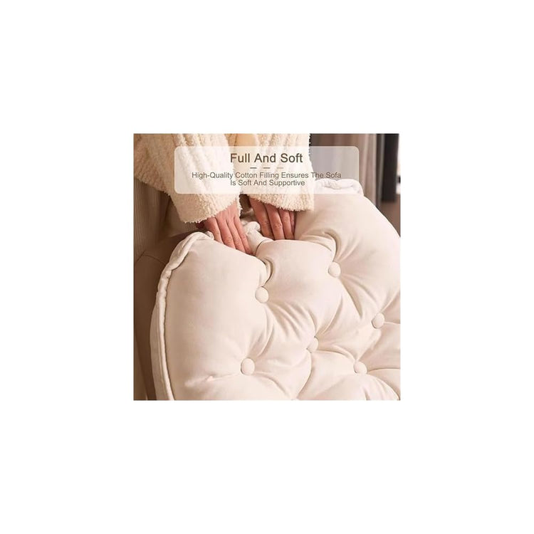 Living Room Lounge Rocking Chair Rocking Chair with Cushion, for Living Room Bedroom Porch Balcony Offices(Off White+Brown)
