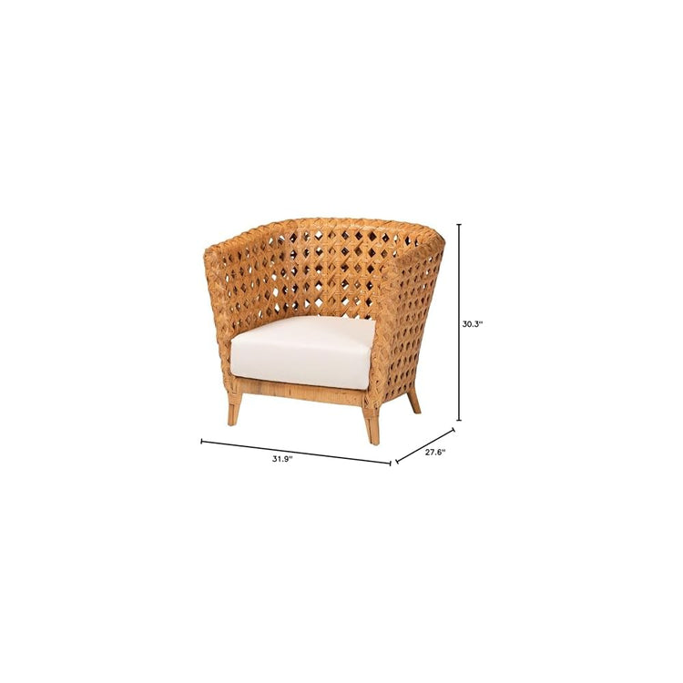 bali & pari Daiwa Natural Rattan Accent Chair, Light Honey