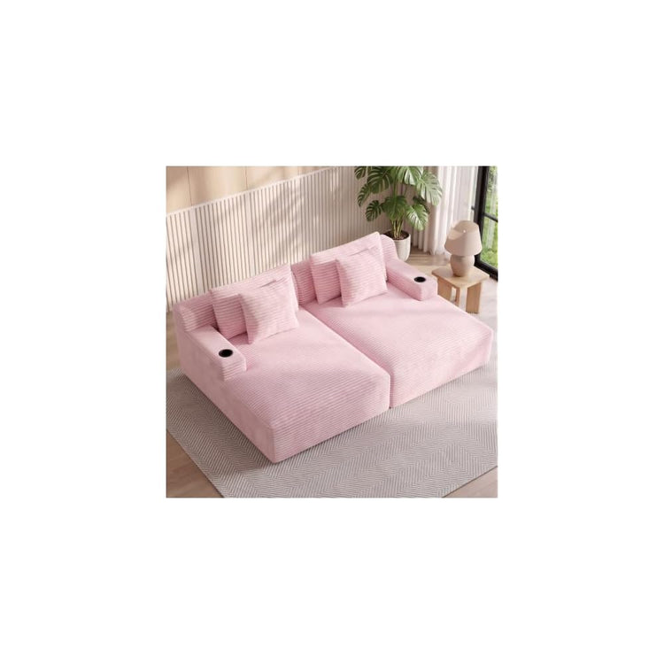 Nebuaegis 80'' Double Chaise Lounge Chair Indoor, Boneless Sofa Chair-Pink