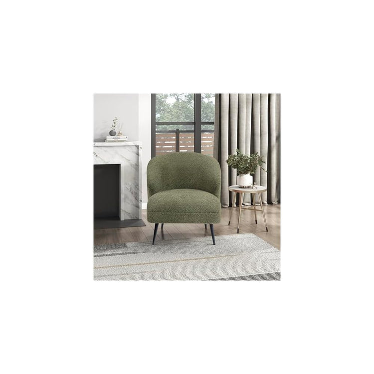 Lexicon Modern Accent Chair, Boucle Fabric Upholstered Single Sofa Chair with Curved Back for Living Room/Bedroom/Office/Apartment, Green