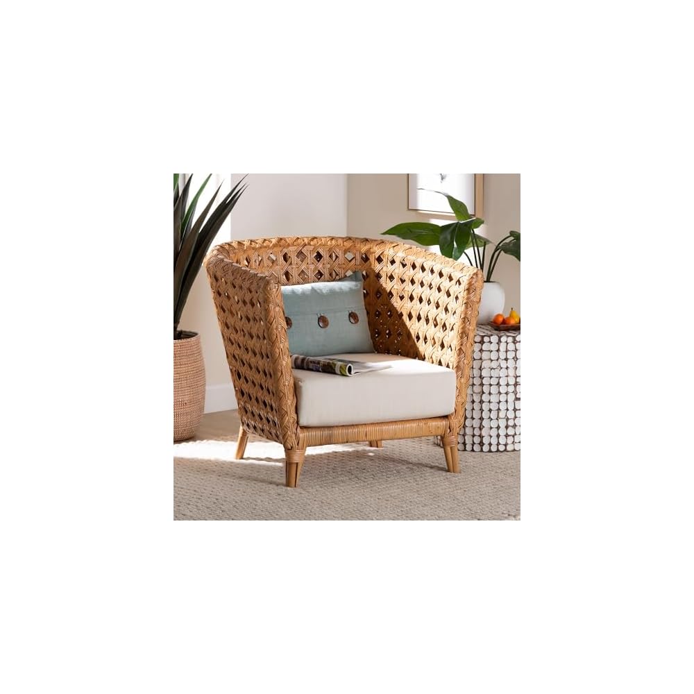 bali & pari Daiwa Natural Rattan Accent Chair, Light Honey