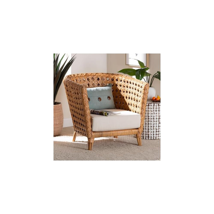 bali & pari Daiwa Natural Rattan Accent Chair, Light Honey